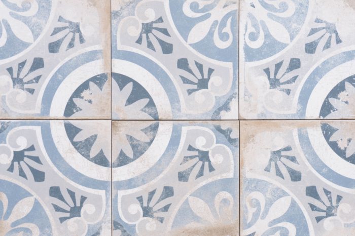 Wandfliese/ Bodenfliese Dekor Cagliari blau 22,5x22,5