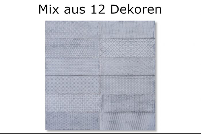 Vintage Fliese Dekor grau 10x30 – Bild 4