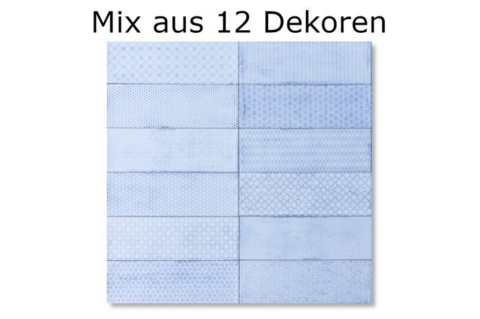 Vintage Fliese Dekor blau 10x30 – Bild 3