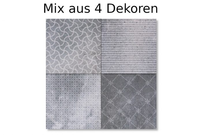 Wand-/ Bodenfliese Dekor anthrazit mix 22,5x22,5 – Bild 4