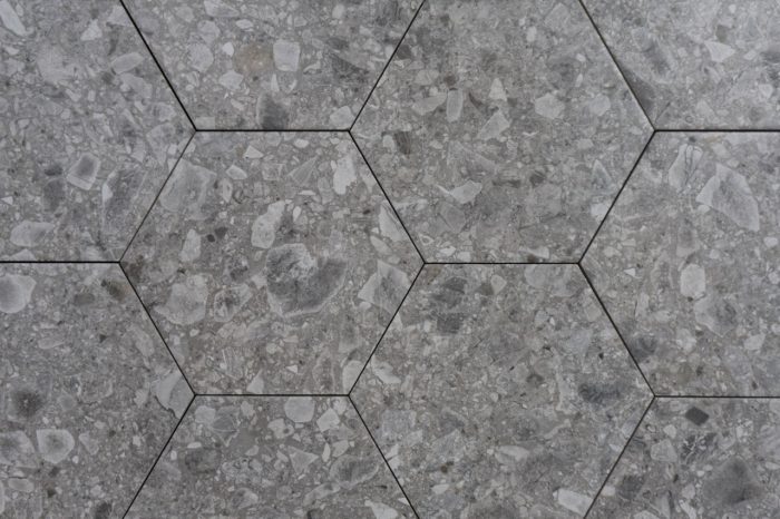 Wand-/ Bodenfliese Sechseck grau 22x25