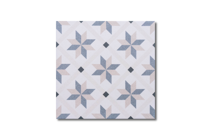 Bodenfliese Dekor Stern grau-beige 22,5x22,5 – Bild 4