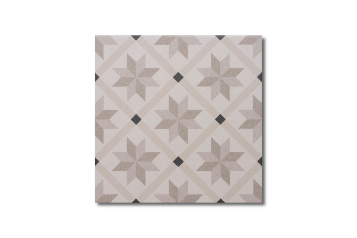 Bodenfliese Dekor Stern beige 22,5x22,5 | dieFliesen.com