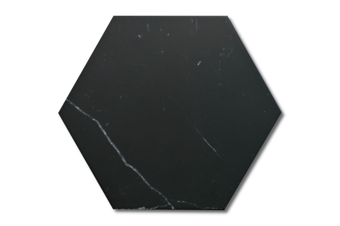 Wand-/ Bodenfliese Sechseck schwarz marmoriert 22,5x25,9 – Bild 4