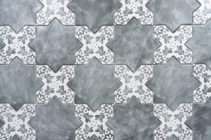 Wand-/ Bodenfliese Stern grau 13,6x13,6