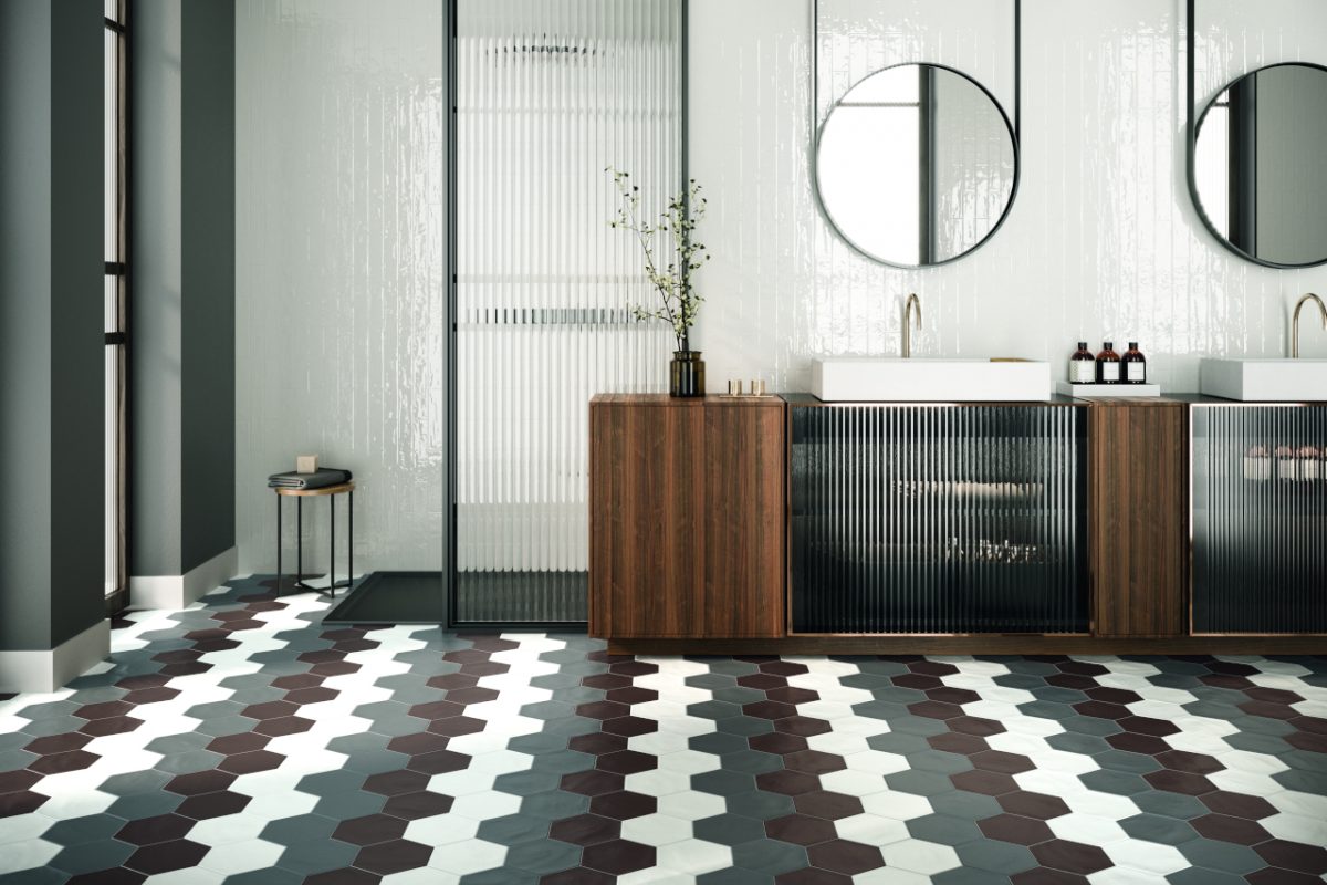 Wandfliese/Bodenfliese Sechseck grau 15x17.3 - dieFliesen.com