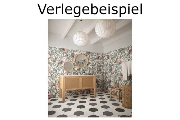 Bodenfliese Sechseck Dekor weiß 23x27 – Bild 3