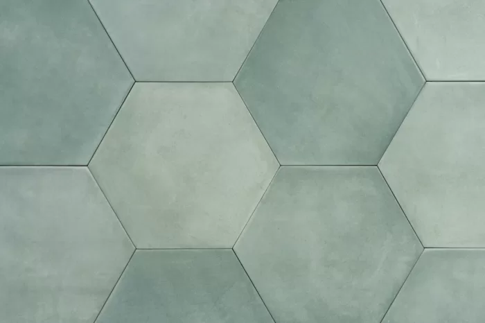 Bodenfliese Sechseck aqua 23x27