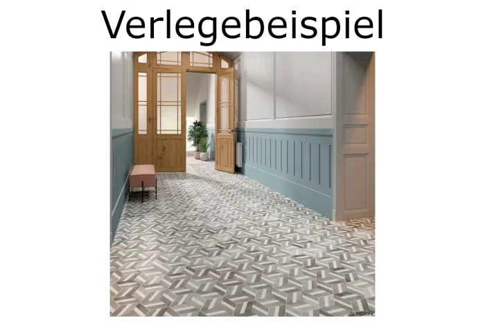 Bodenfliese Sechseck Dekor grau 23x27 – Bild 2