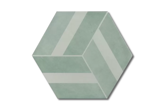 Bodenfliese Sechseck Dekor aqua 23x27 – Bild 6