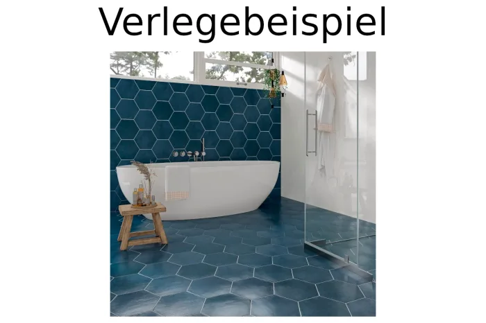 Wand-/ Bodenfliese Sechseck blau 23x27 – Bild 2