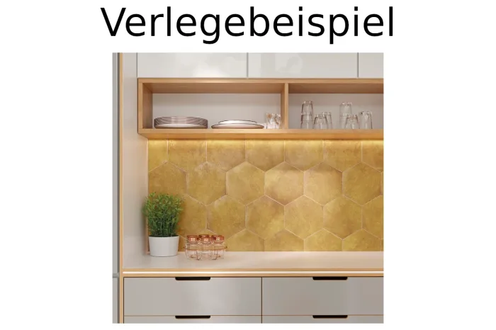 Wand-/ Bodenfliese Sechseck gelb 23x27 – Bild 2