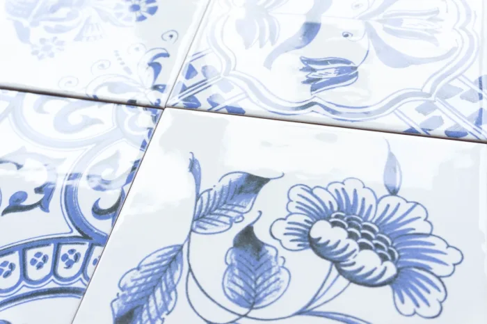 Wandfliese Dekor blau gewellt 15x15 – Bild 2