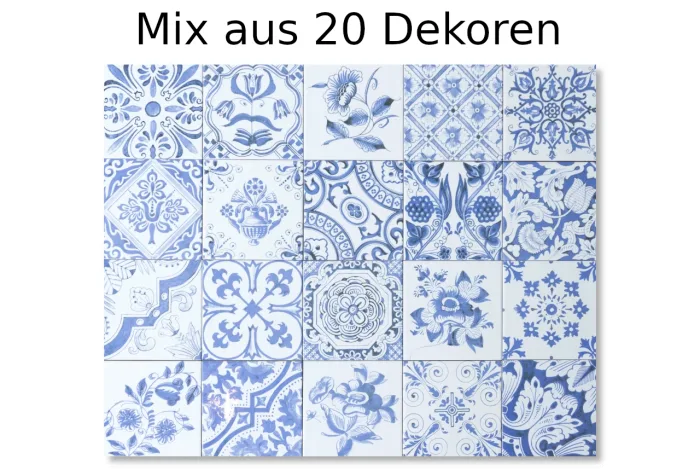 Wandfliese Dekor blau gewellt 15x15 – Bild 4