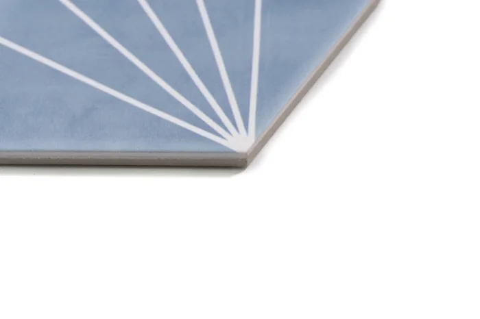 Wand-/Bodenfliese Sechseck Dekor Cyan matt 15x17.3 – Bild 4