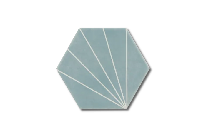 Wand-/Bodenfliese Sechseck Dekor Aqua matt 15x17.3 – Bild 4