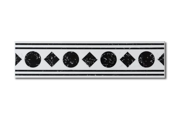 Bordüre schwarz-weiß marmoriert 8.2x33.5
